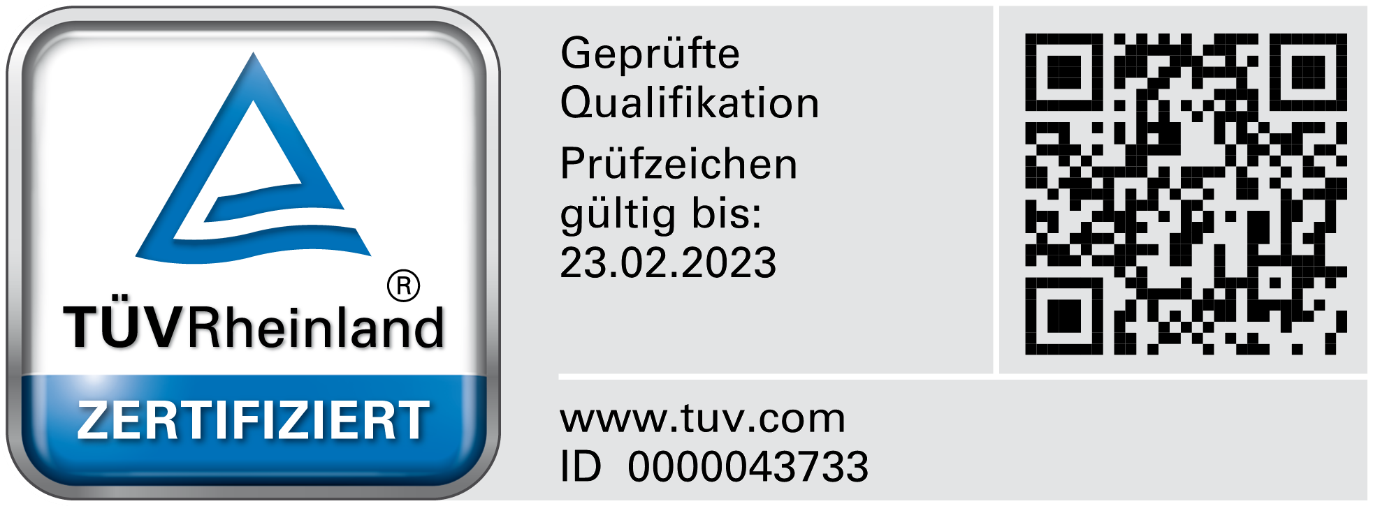 TÜV Rheinland Zertifkat